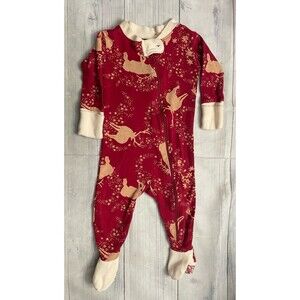 Burt’s Bees Baby Christmas Reindeer Footed Sleeper Pajamas, Size 0-3 months